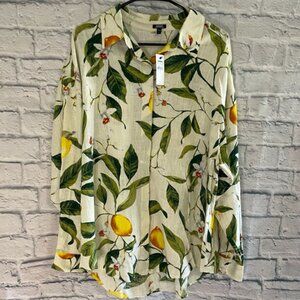 Printed Linen-Blend Boyfriend Portofino Shirt